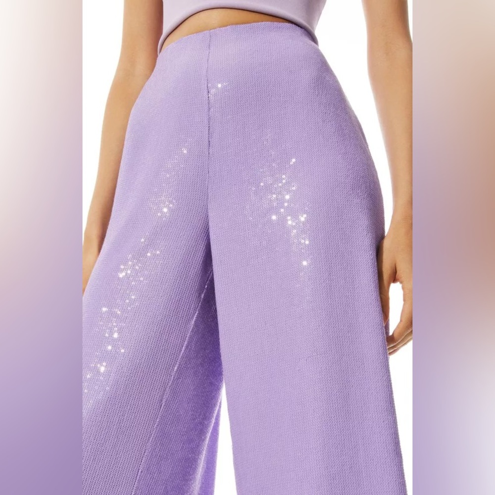 NWT ALICE + OLIVIA ELBA PURPLE SEQUIN PANTS